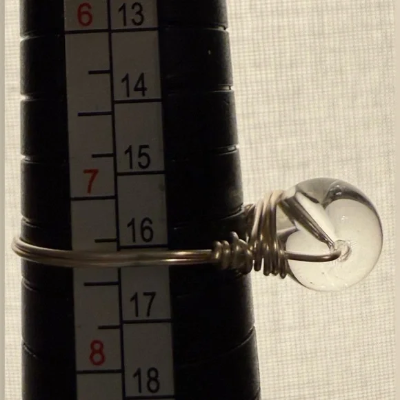 Ring - size 7.25-7.5 - wire wrapped clear round stone. New! Simply beautiful! - Picture 9 of 9